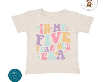 In My Five Year Old Era Toddler Shirt | Birthday Vintage Natural Heathered Crewneck | Girls 2nd Birthday Toddler Sweatshirt