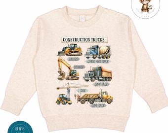 Construction Trucks Kids Sweatshirt | Dumptruck Backhoe Boys Shirt | Custom Construction Baby Onesie®