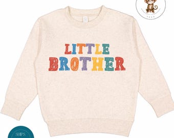 Little Brother Sweatshirt | Little Brother Boys Crayon Tshirt | Announcement Brother Baby Onesie®