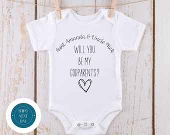 Custom Name Godparent Ask Baby Onesie® | Godparent Kids Tshirt | Godparent Reveal Onesie®