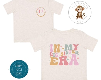In My Big Sister Era Pastel Era Front Back Toddler Sweatshirt | Vintage Natural Heathered Crewneck | Big Sister Era Toddler Tshirt