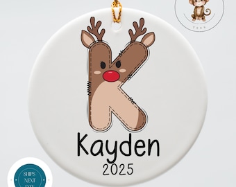 Personalized Kids Reindeer Ornament: Christmas Name Keepsake