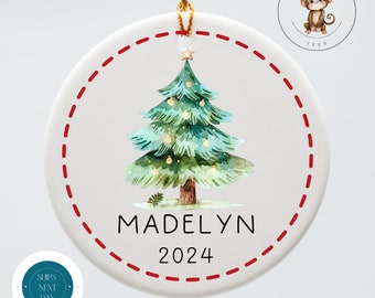 Christmas Tree Snow Personalized Christmas Ornament | Yearly Ornament Kids Gift | Keepsake Holiday Ornament