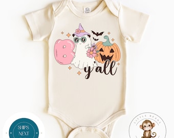 Boo Yall Halloween Baby Onesie® | Custom Kids Tshirt | Cute Baby Halloween Retro Onesie®