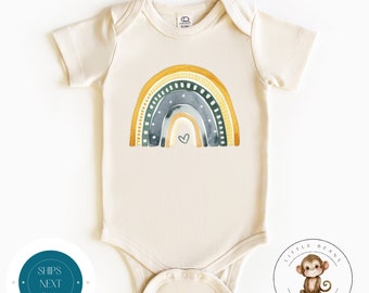 Boho Rainbow Heart Baby Onesie® | Trendy Cute Kids Tshirt | Baby Shower Gift