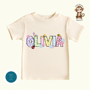Personalized Spring Flowers Girls Shirt: Custom Name Tee