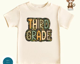 Camo Back Third Grade First Day of School Shirt | 3rd Grade School Shirt | School First Day Photo Tshirt