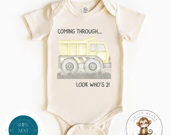 Dumptruck 2nd Birthday Baby Onesie® | Boys Truck Birthday | Look Whos 2 | Construction Tshirt