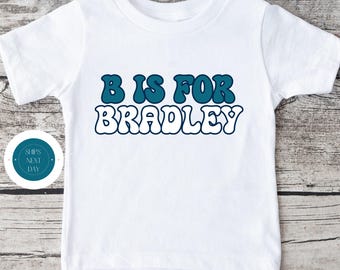 Initial Name Retro Blue Kids Tshirt | Custom Kids Tshirt | Initial Name Tshirt