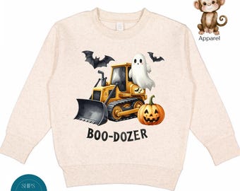 Boo Dozer Construction Halloween Boys Sweatshirt: Kids Trick or Treat Party Shirt
