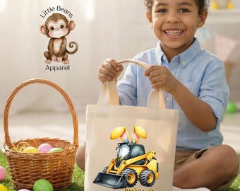 Bulldozer Easter Tote Bag | Easter Egg Hunt Bag | Easter Treat Tote