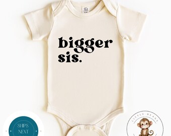 Bigger Sis Retro Baby Onesie® | Bigger Sister Tshirt | Custom Sister Tshirt | Cute Sister Onesie®