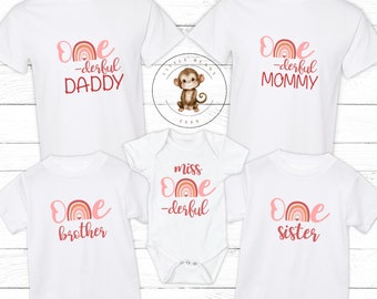 One-derful First Birthday Matching Family Shirts | Kids Birthday Custom Matching Shirts | Mommy Daddy Sister Brother Birthday Shirts