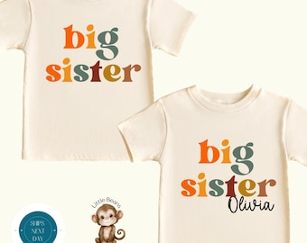 Retro Big Sister Personalized Kids Shirt | Custom Big Sister Onesie® | Cute Big Sister Sweatshirt