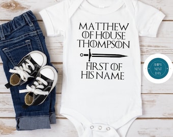 Boys House of Onesie® | Custom Kids Tshirt | Cute Funny Baby Shower Gift | First of His Name