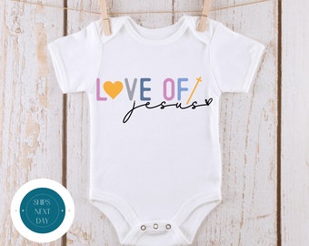 Love of Jesus Cross Baby Onesie® | Christian Catholic Onesie® | Baby Shower Gift