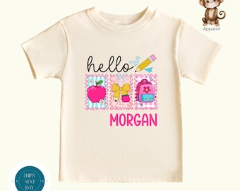 Personalized Girls Back to School Shirt | Girls First Day Kindergarten | Preschool First Day School Photo Shirt