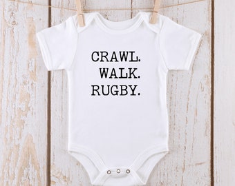 Crawl Walk Rugby Onesie® | Rugby Baby Onesie® | Rugby Baby Bodysuit |  Sports Onesie®