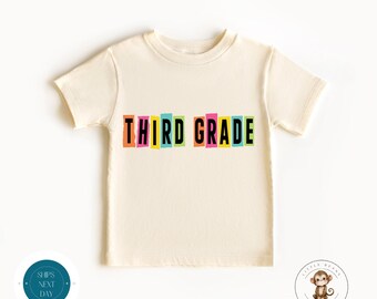 Third Grade Bright Blocks School Shirt |  Trendy First Day of Third Grade | Back to School Shirt | First Day School Photo Shirt