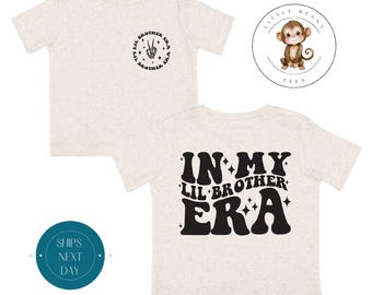 In My Little Brother Era Black Era Front Back Toddler Sweatshirt | Vintage Natural Heathered Crewneck | Little Brother Era Toddler Tshirt
