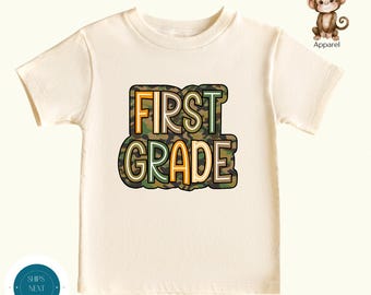 Camo Back First Grade First Day of School Shirt | 1st Grade School Shirt | School First Day Photo Tshirt