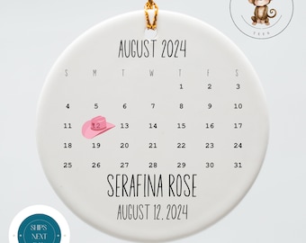 Personalized Baby Birth Ornament | Cowgirl Ceramic Ornament | Baby Shower Gift | First Christmas Ornament