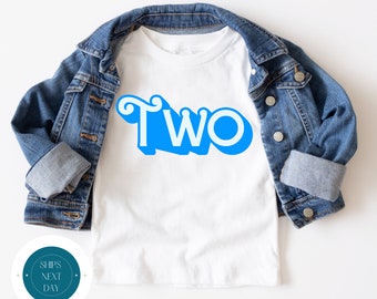 Shadow Font TWO Birthday Tshirt | Custom Birthday Kids Tshirt | Boys Birthday Onesie®
