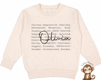 Personalized Girl Name Words Sweatshirt | Custom Girls Shirt