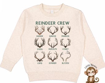 Reindeer Crew Grid Christmas Kids Shirt | Holiday Custom Kids Sweatshirt