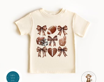 Coquette Football Kids Tshirt | Custom Girls Football Tshirt | Football Season | Football Kids Tshirt