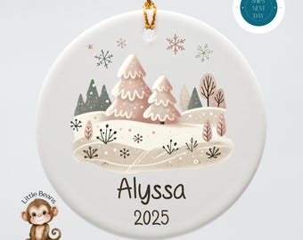 Personalized Winter Wonderland Christmas Ornament | Holiday Ceramic Ornament