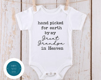 Hand Picked For Earth Great Grandpa Onesie® | Sweet Baby Onesie® | Baby Shower Gift | Family Onesie®