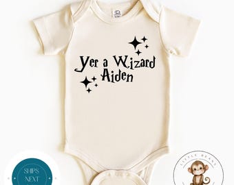Yer A Wizard Personalized Baby Onesie® | Baby Shower Gift | Kids Custom Tshirt | New Parent Gift