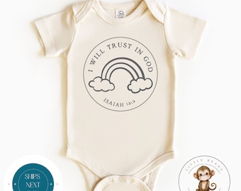 I Will Trust in God Rainbow Baby Onesie® | Trust in God Kids Shirt | Christian Catholic Religious Onesie®