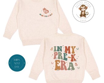 In My Pre-K Era Retro Front Back Toddler Sweatshirt | Vintage Natural Heathered Crewneck | School Era Toddler Tshirt