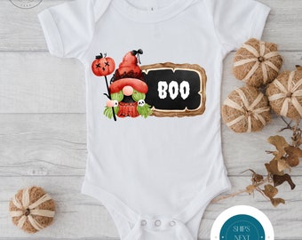 Pumpkin Gnome BOO Halloween Onesie® | Custom Kids Tshirt | Cute Baby Halloween Onesie®