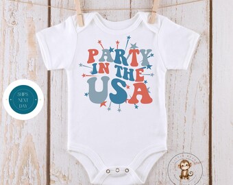 Party in the USA 4th of July Baby Onesie® | Custom 4th of July Outfit | Americana Summer Baby  Onesie® | Boy Girl Unisex July 4th Shirt