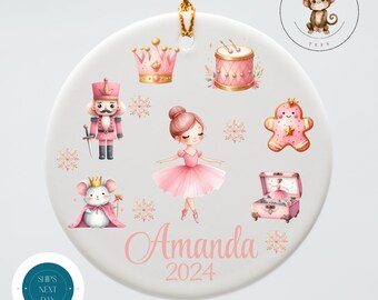 Nutcracker Ballet Personalized Christmas Tree Ornament | Yearly Name Ornament Kids Gift | Keepsake Holiday Ornament