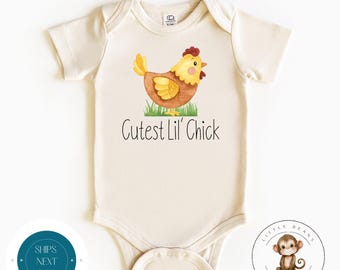 Cutest Lil Chick Baby Easter Natural Onesie® | Custom Easter Kids Tshirt | Easter Bunny Gift