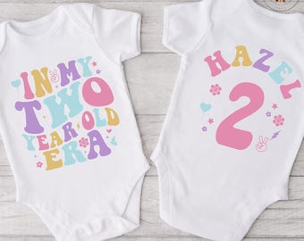 Personalized In My Two Year Old Era Front Back Birthday Shirt | Name and Age on Back
