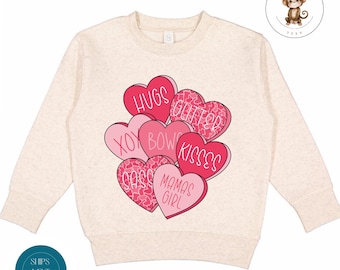 Mamas Girl Hearts Valentine Sweatshirt | Girls Cute Valentine Shirt | Valentine Baby Onesie® | Valentine Outfit