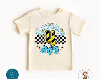 4th Birthday Boy Construction Retro Baby Onesie® | Four Birthday Boy Tshirt | Birthday Party Shirt