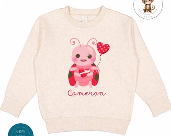 Personalized Valentine Lovebug Ladybug Sweatshirt | Girls Custom Valentines Day Tshirt | Valentine Baby Onesie® | Valentine Outfit