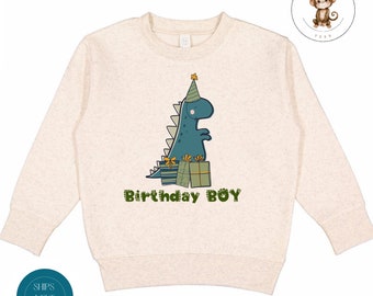 Dinosaur Birthday Kids Crewneck Shirt | Custom Personalized Dinosaur Birthday Baby Onesie®  |  Birthday Party Shirt