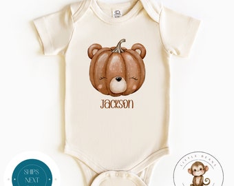 Bear Pumpkin Baby Onesie® | Fall Kids Tshirt | Cute Pumpkin Kids Halloween Shirt