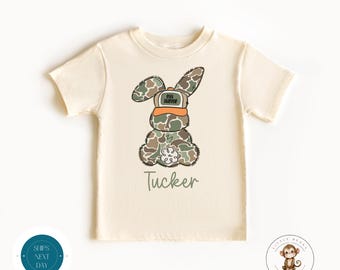 Personalized Boys Camo Bunny Easter Tshirt | Boys Egg Hunter Easter Kids Sweatshirt | Cute Easter Baby Onesie®
