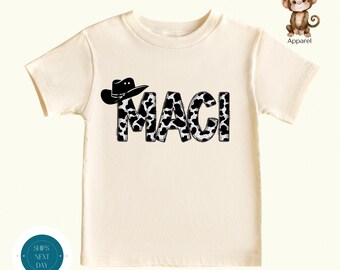 Personalized Cowhide Kids Name Shirt | Custom Cowgirl Cowboy Tshirt | Cute Toddler Sweatshirt | New Baby Onesie®