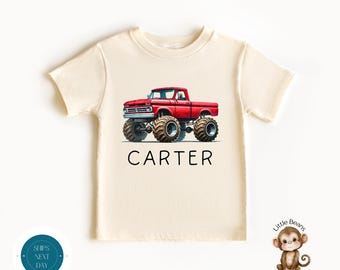 Boys Pickup Truck Personalized Shirt | Custom Name Boys Truck Sweatshirt | Red Pickup Baby Onesie®
