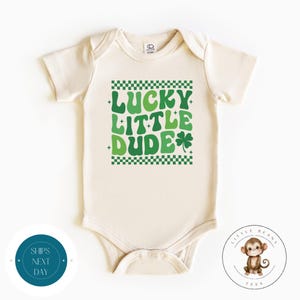 Lucky Little Dude St Patricks Baby Onesie® | Cute Boys St Patricks Kids Tshirt | St Pats Day Kids Sweatshirt image 1