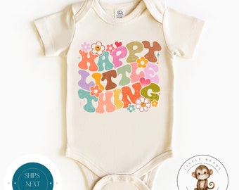 Happy Little Thing Boho Baby Onesie® | Retro Girls Tshirt | Cute Baby Shower Gift